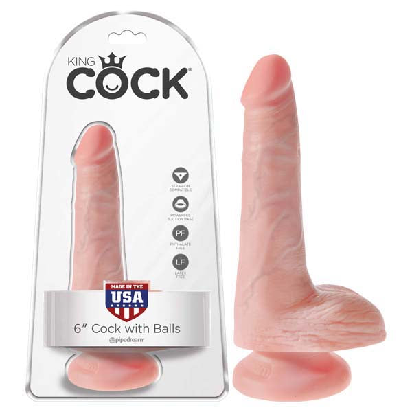 King Cock 6'' Cock with Balls - Flesh 15.2 cm Dong - Naughty by Nature Adult Store