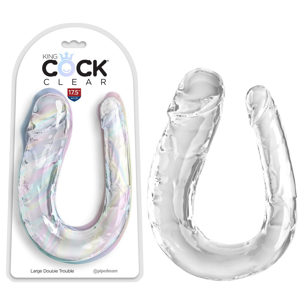 King Cock Clear Large Double Trouble - Clear Large Double Penetration Dong - Naughty by Nature Adult Store