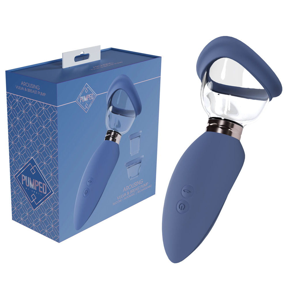 PUMPED Arousing Auto Ladies Pump - Blue - Blue USB Rechargeable Ladies Pump - Naughty by Nature Adult Store