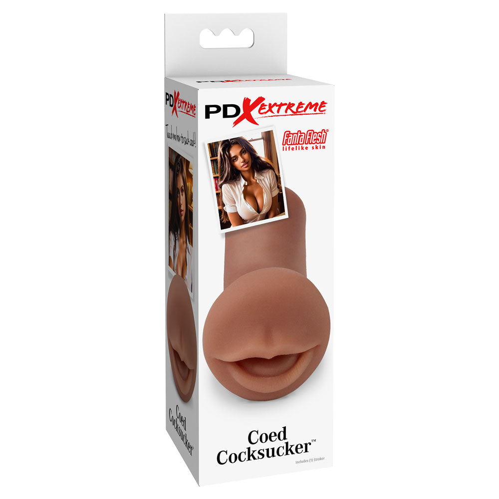 Pipedream Extreme Toyz Coed Cocksucker - Brown Mouth Stroker - Naughty by Nature Adult Store
