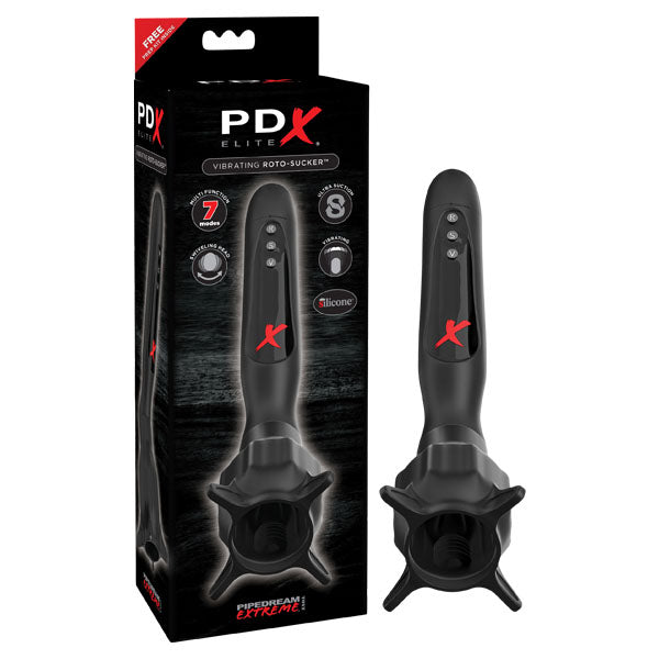 PDX Elite Vibrating Roto-Sucker - Black Vibrating Head Masturbator - Naughty by Nature Adult Store