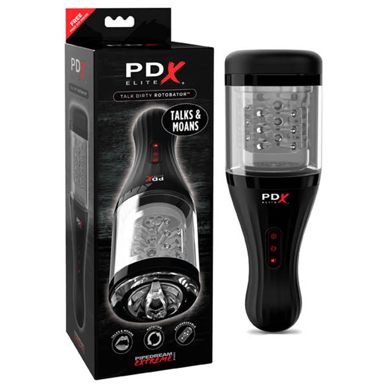 Pipedream Extreme Toyz Elite Talk Dirty Rotobator - USB Rechargeable Powered Masturbator with Sound Effects - Naughty by Nature Adult Store