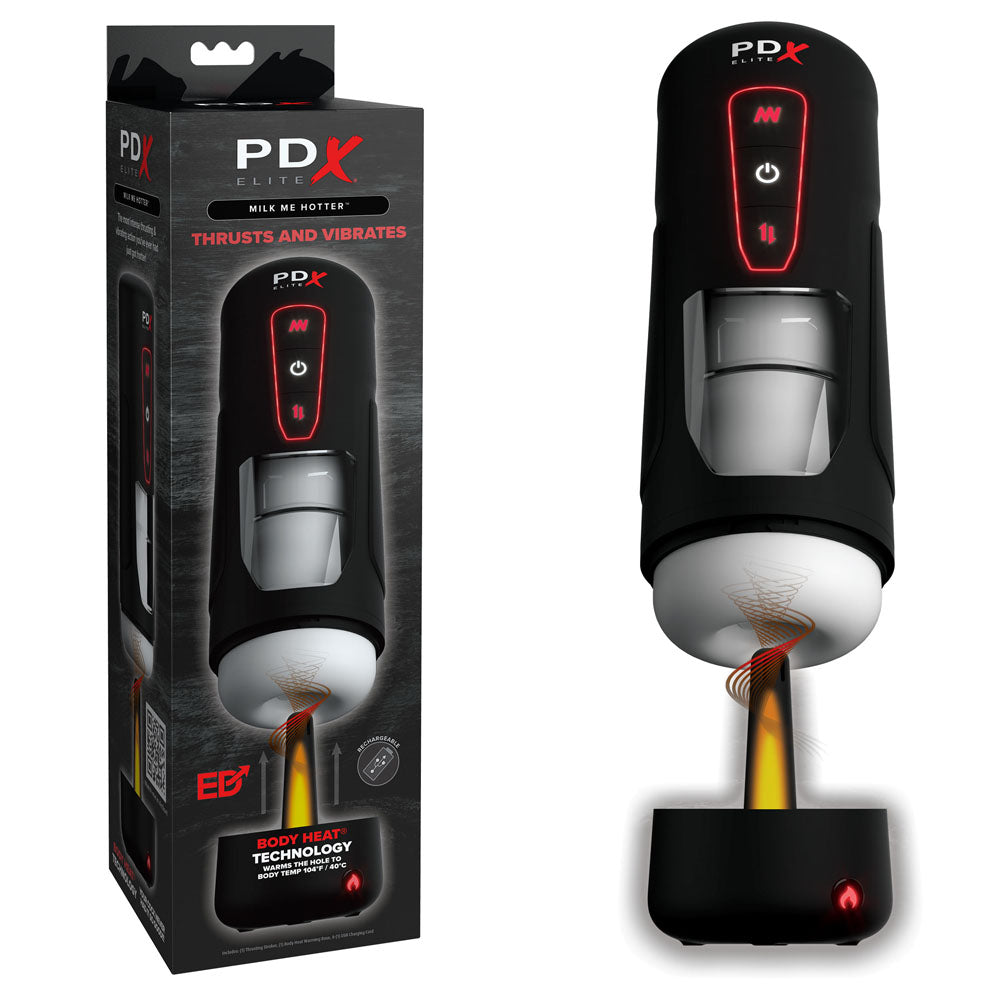 PDX Elite Milk Me Hotter - Thrusting Heating & Vibrating Auto Stroker - Naughty by Nature Adult Store