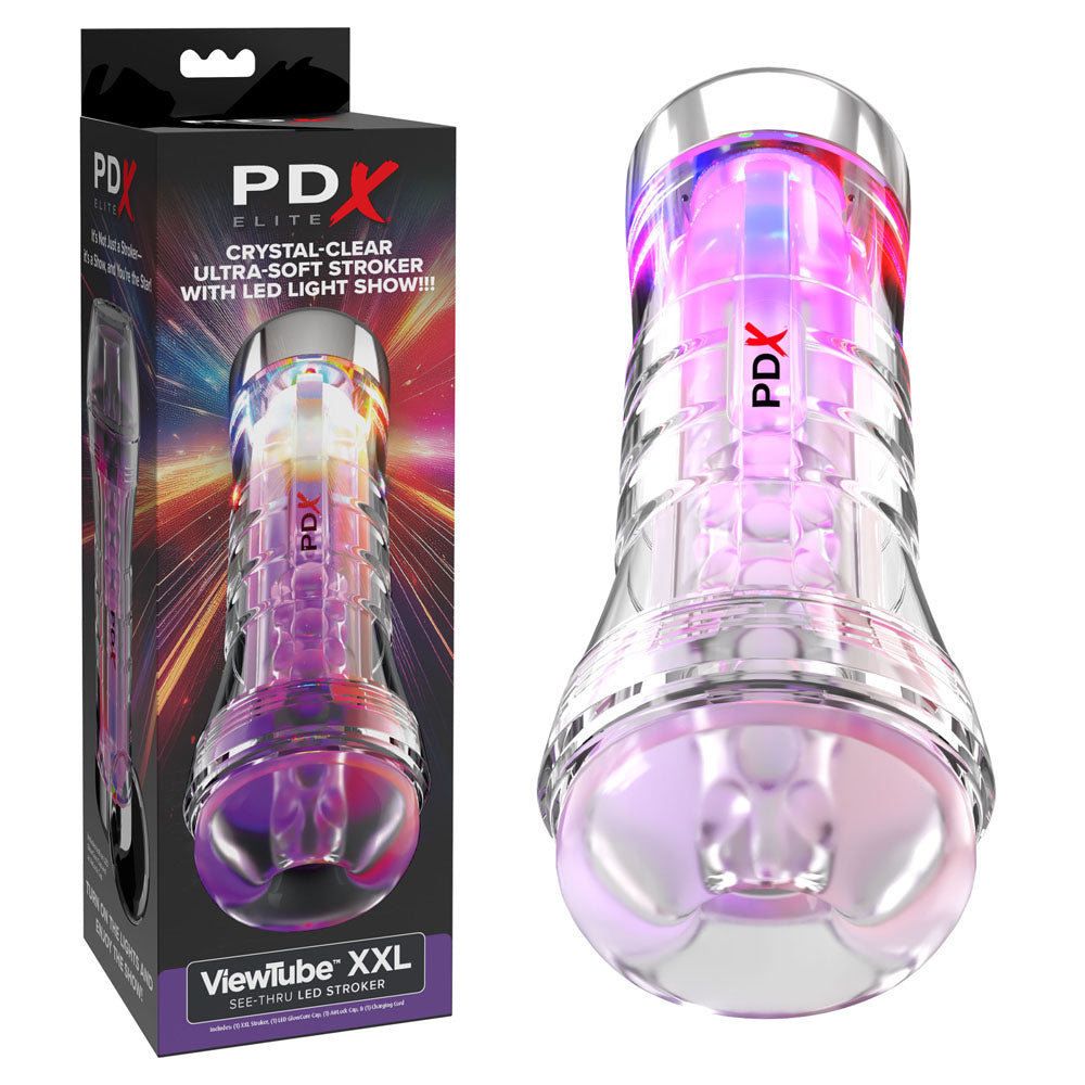 PDX Elite ViewTube XXL LED Stroker Clear Stroker With LED Lights