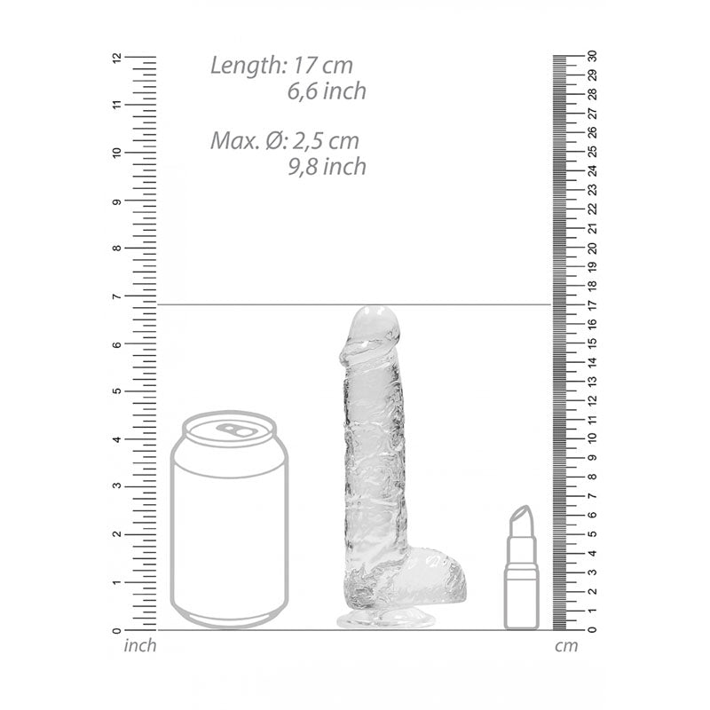 REALROCK 6'' Realistic Dildo With Balls - Clear 15.2 cm Dong - Naughty by Nature Adult Store