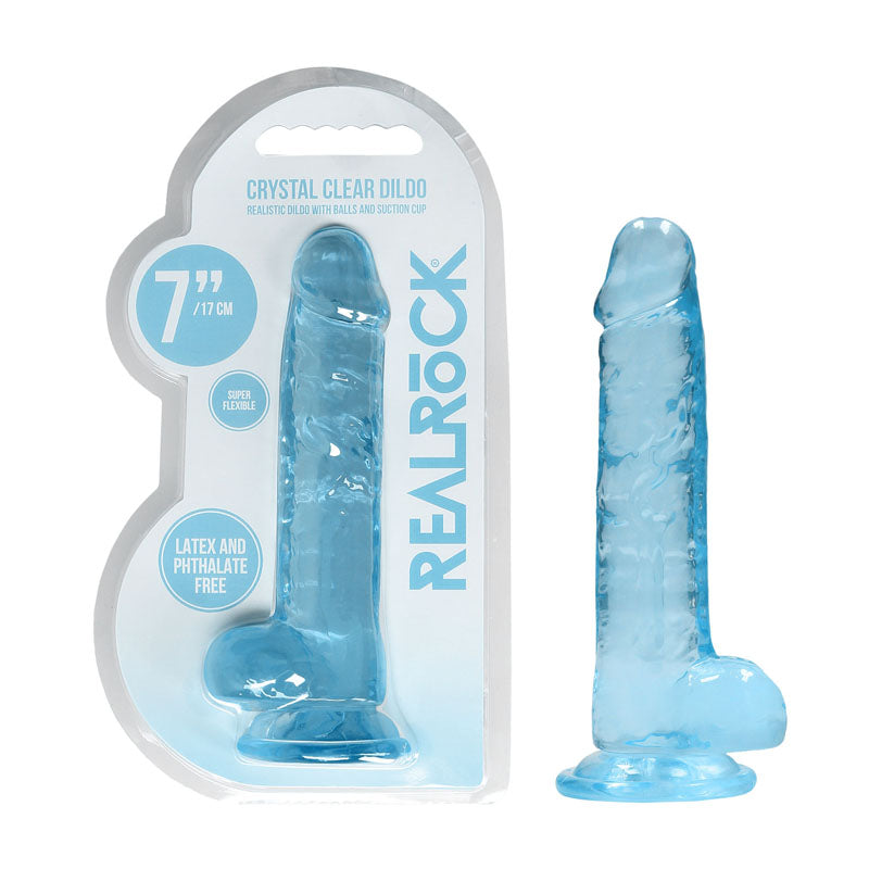 REALROCK 7'' Realistic Dildo With Balls - Blue 17.8 cm Dong - Naughty by Nature Adult Store