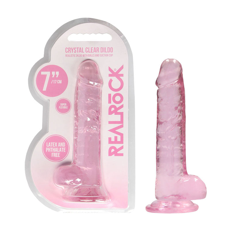 REALROCK 7'' Realistic Dildo With Balls - Pink 17.8 cm Dong - Naughty by Nature Adult Store
