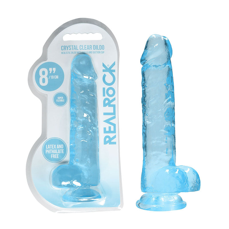 REALROCK 8'' Realistic Dildo With Balls - Blue 20.3 cm Dong - Naughty by Nature Adult Store