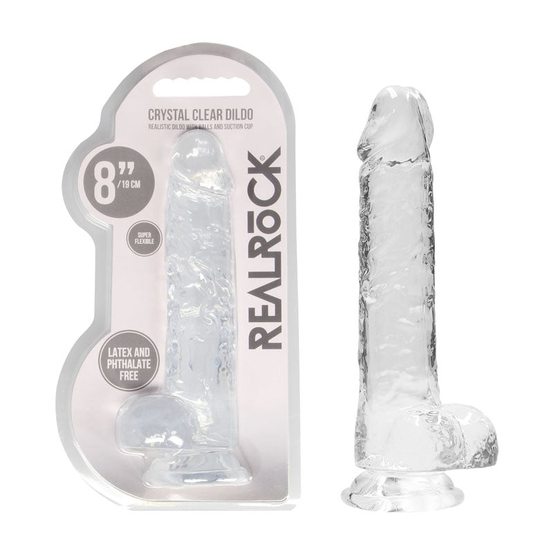 REALROCK 8'' Realistic Dildo With Balls - Clear 20.3 cm Dong - Naughty by Nature Adult Store