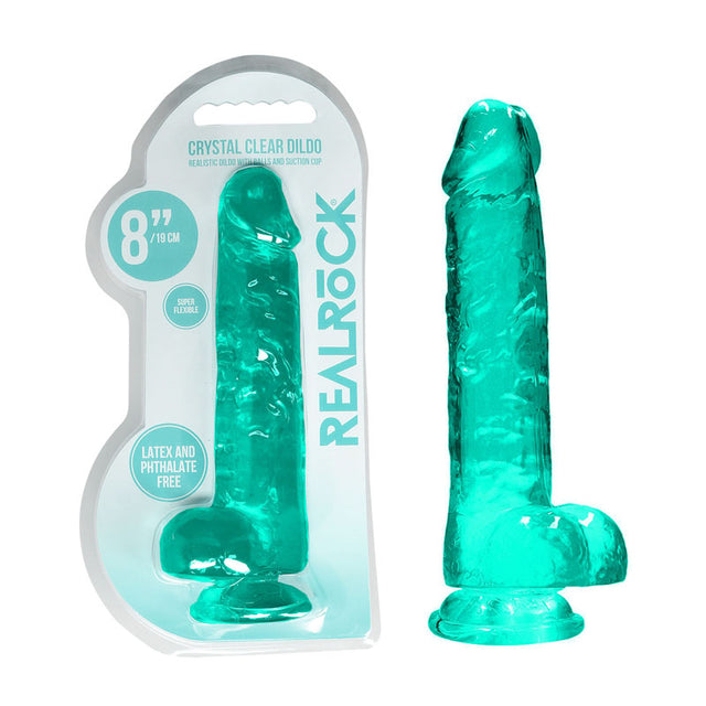 REALROCK 8'' Realistic Dildo With Balls - Turquoise - Naughty by Nature Adult Store