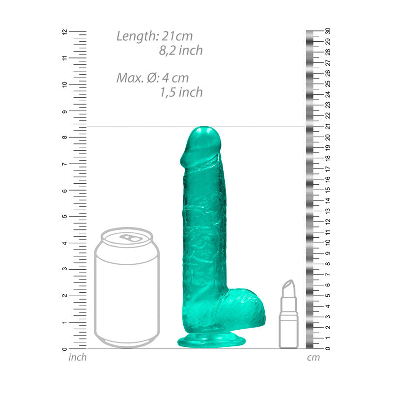 REALROCK 8'' Realistic Dildo With Balls - Turquoise - Naughty by Nature Adult Store