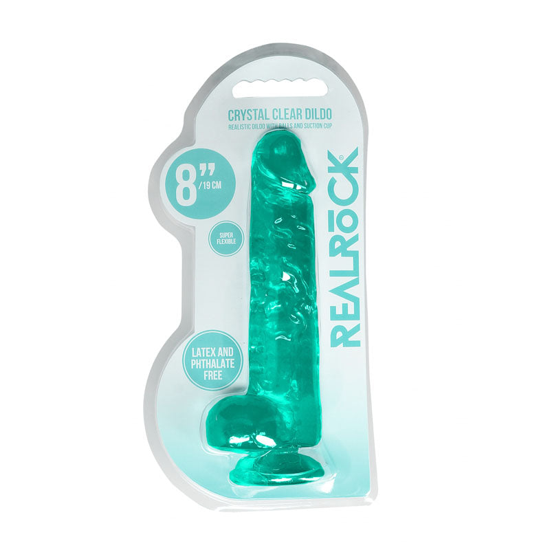 REALROCK 8'' Realistic Dildo With Balls - Turquoise - Naughty by Nature Adult Store