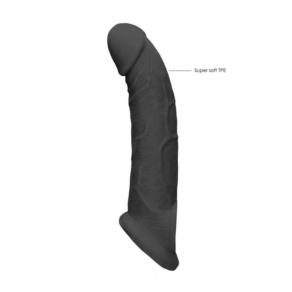 Realrock 9 Inch Realistic Penis Extender With Rings Black Sleeve