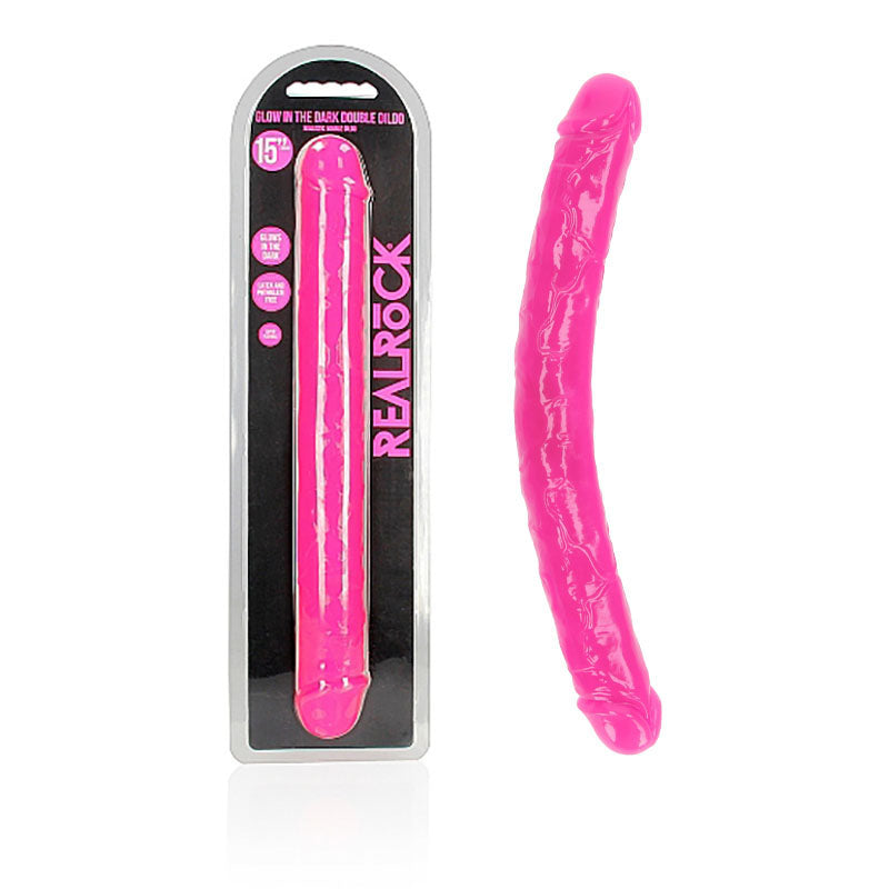 REALROCK 38 cm Double Dong Glow - Pink - Pink 38 cm (15'') Double Dong - Naughty by Nature Adult Store