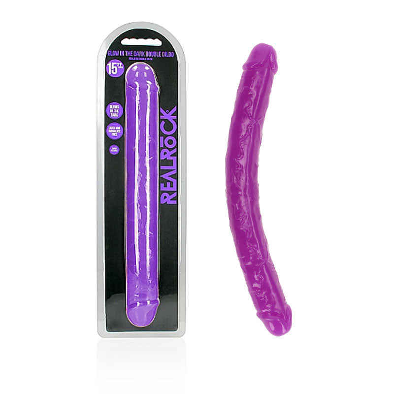 REALROCK 38 cm Double Dong Glow - Purple - Purple 38 cm (15'') Double Dong - Naughty by Nature Adult Store