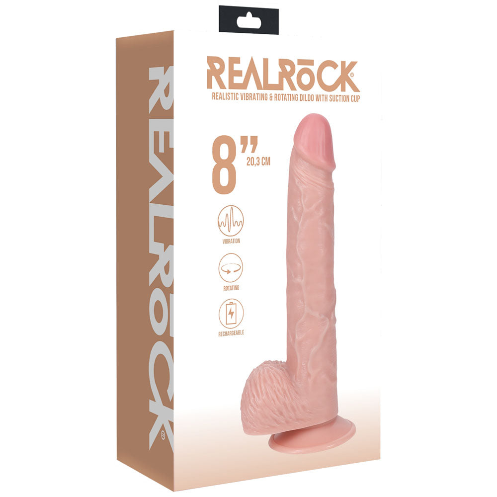 REALROCK 20cm Vibrating + Rotating Cock + Balls - Flesh - Naughty by Nature Adult Store