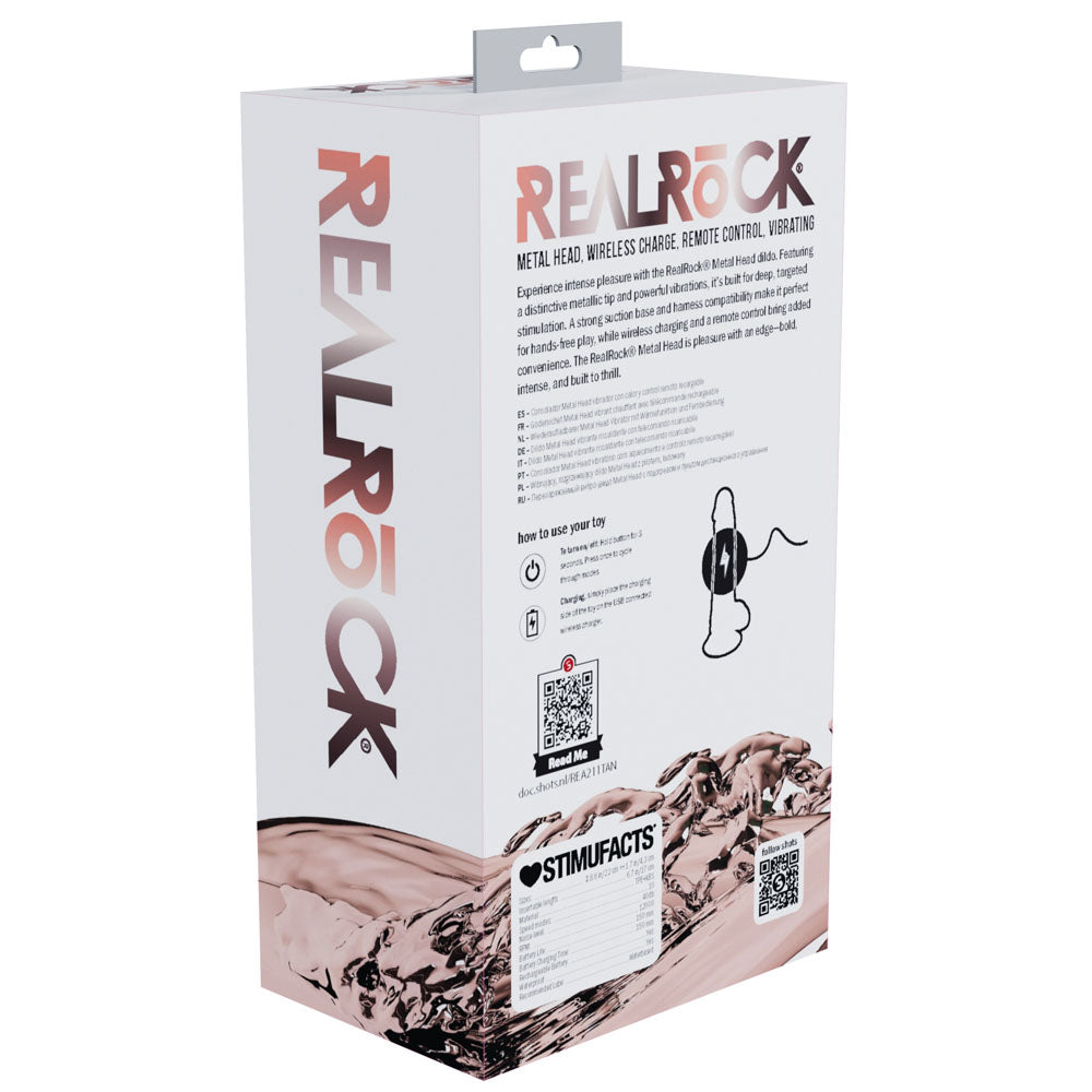 REALROCK Metal Head 8'' Rechargeable Dildo - Wireless Remote