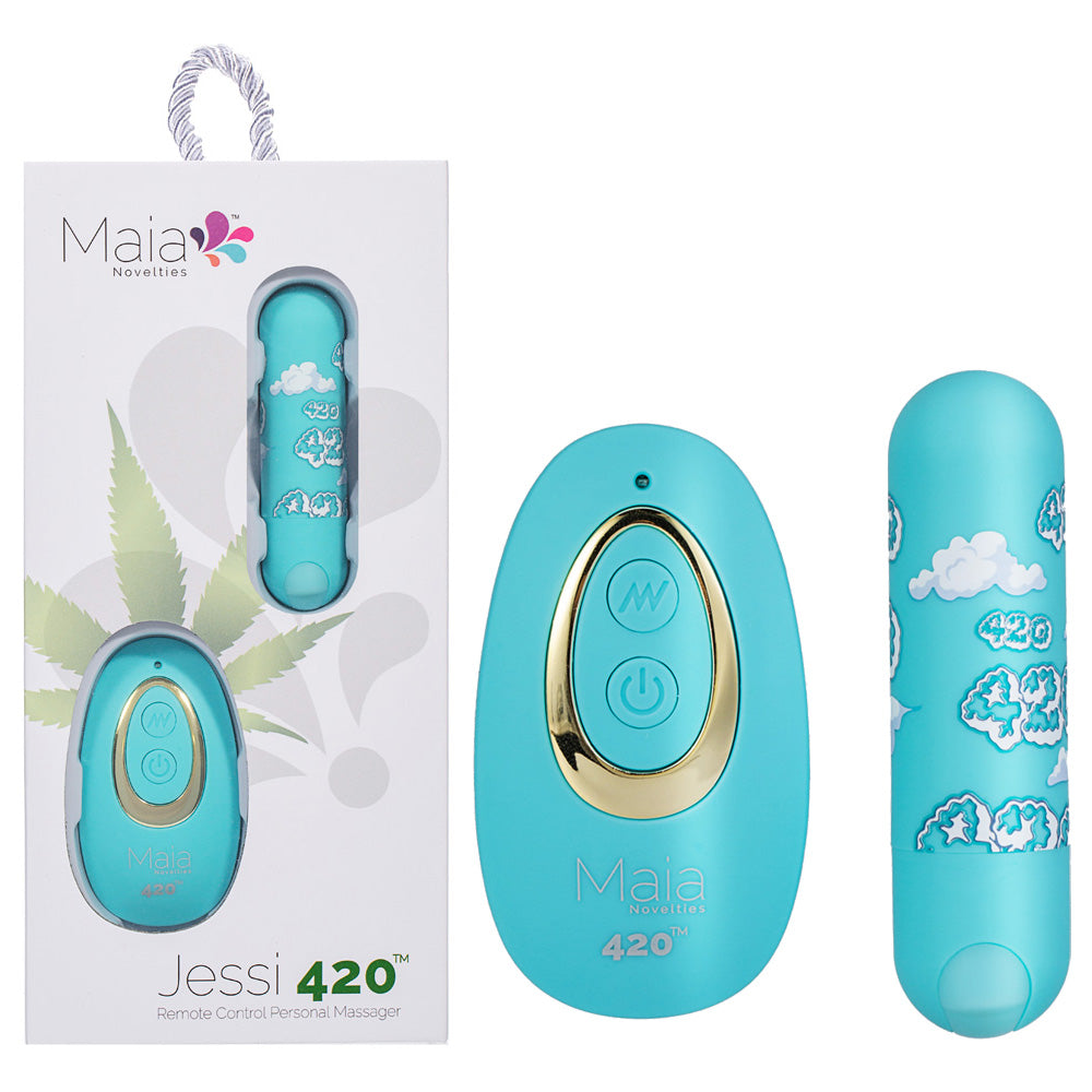 Maia JESSI 420 Remote - Sky Blue 7.6 cm USB Rechargeable Bullet with Wireless Remote - Naughty by Nature Adult Store