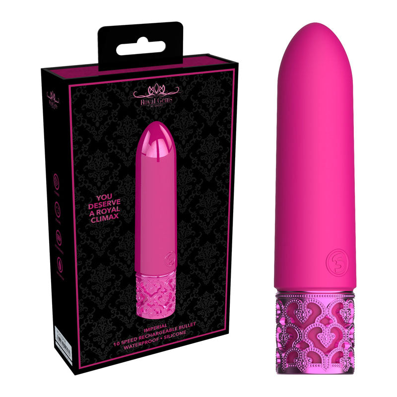 ROYAL GEMS Imperial - Silicone Rechargeable Bullet - Pink 10 cm USB Rechargeable Bullet - Naughty by Nature Adult Store