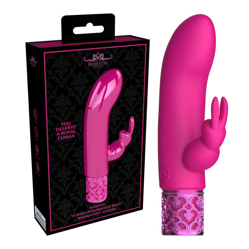 ROYAL GEMS Dazzling - Silicone Rechargeable Bullet - Pink 12 cm USB Rechargeable Bullet - Naughty by Nature Adult Store