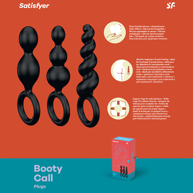 Satisfyer Booty Call - Black Butt Plugs - Set of 3 - Naughty by Nature Adult Store