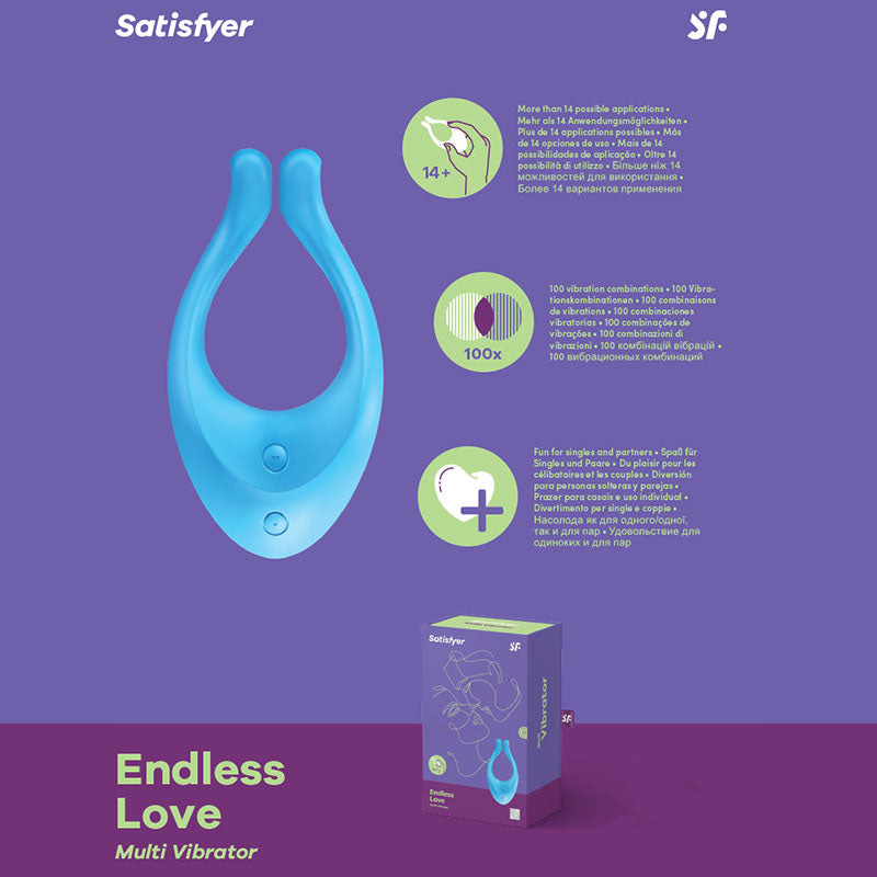 Satisfyer Endless Love - Blue 13 cm USB Rechargeable Couples Stimulator - Naughty by Nature Adult Store