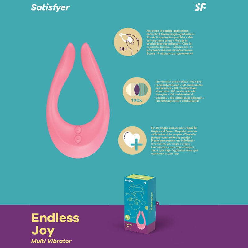 Satisfyer Endless Joy - Pink USB Rechargeable Couples Stimulator - Naughty by Nature Adult Store
