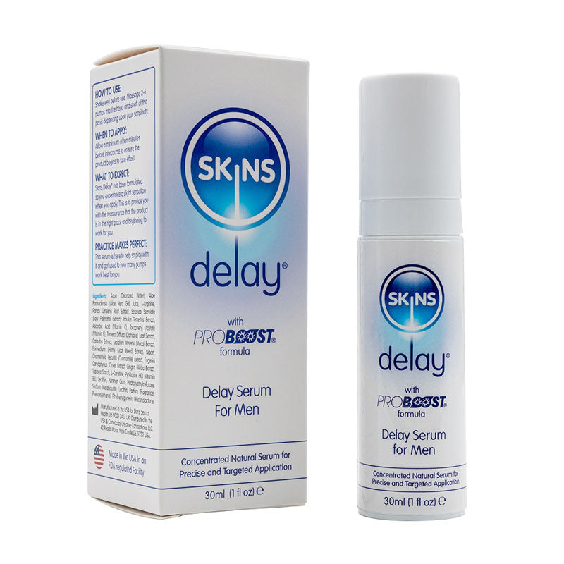 Skins Natural Delay Serum - Delay Gel for Men - 30 ml Bottle - Naughty by Nature Adult Store