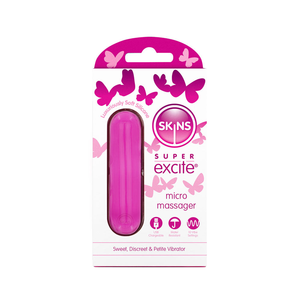 Skins Super Excite Rechargeable Pink Bullet - Pink USB Rechargeable Bullet - Naughty by Nature Adult Store