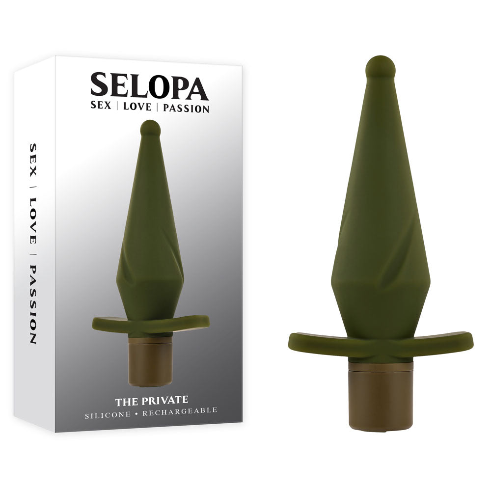 Selopa THE PRIVATE - Green 13 cm USB Rechargeable Vibrating Butt Plug - Naughty by Nature Adult Store