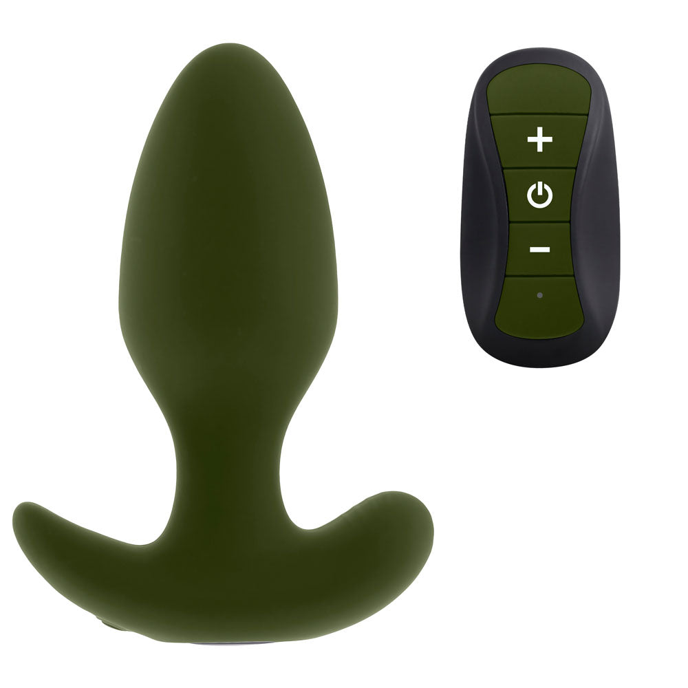 Selopa THE COLONEL - Green 10.1 cm USB Rechargeable Vibrating Butt Plug with Wireless Remote - Naughty by Nature Adult Store