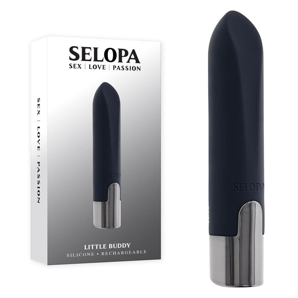 Selopa LITTLE BUDDY - Black 11.1 cm USB Rechargeable Vibrating Bullet - Naughty by Nature Adult Store