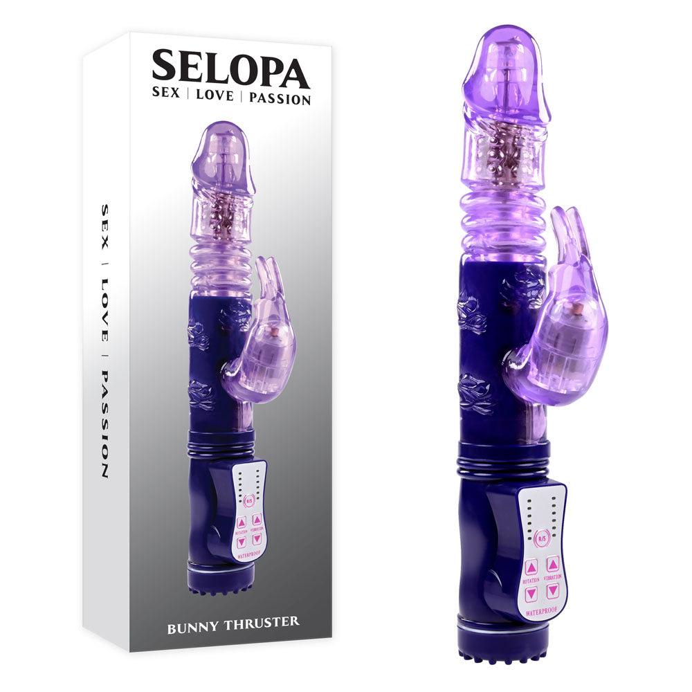 Selopa BUNNY THRUSTER - Purple 24.8 cm Thrusting Rabbit Vibrator - Naughty by Nature Adult Store