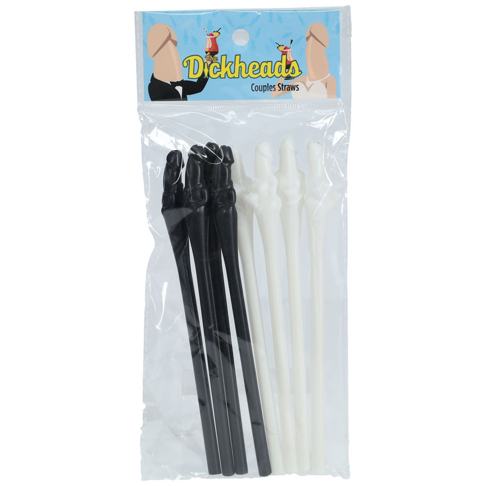 S-LINE The Dickheads - Couples Straws Black/White - Black/White Novelty Straws - 8 Pack - Naughty by Nature Adult Store