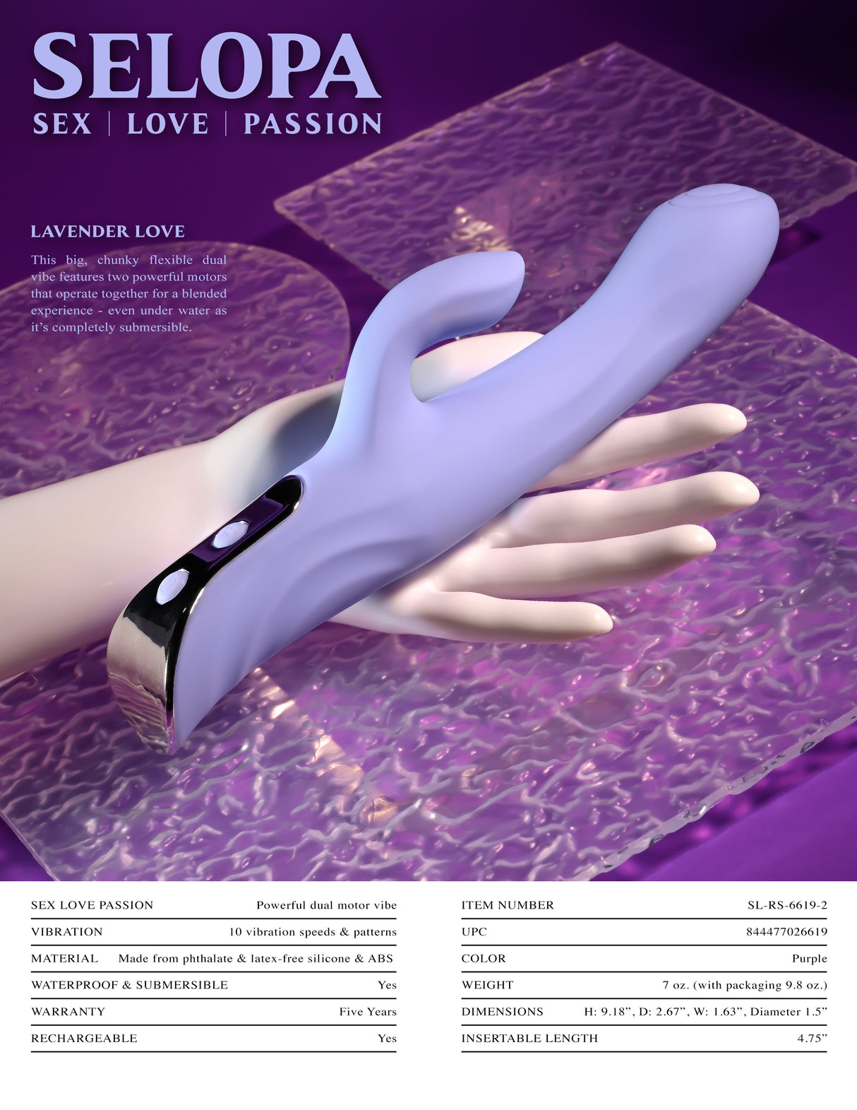 Evolved Lavender Love Rabbit Vibrator USB Rechargeable