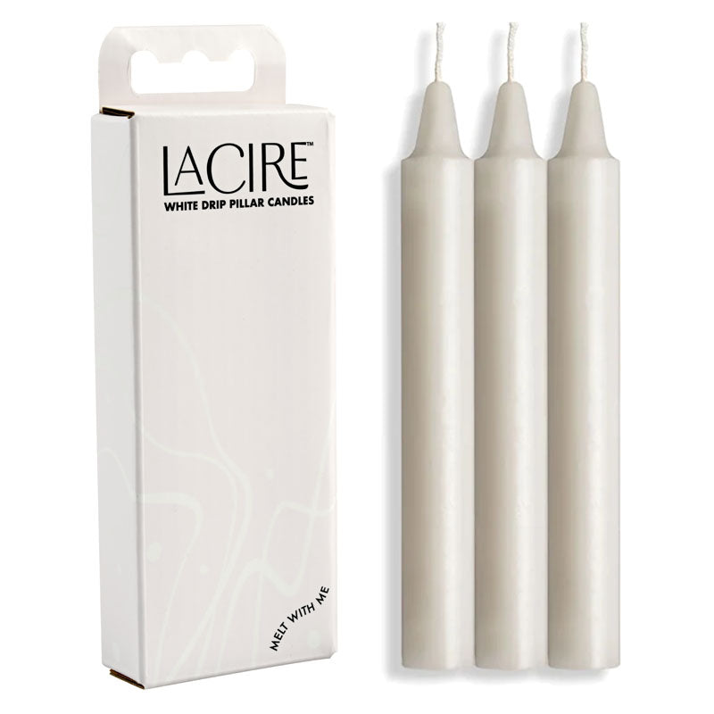 LaCire Drip Pillar Candles - White - White Drip Candles - Set of 3 - Naughty by Nature Adult Store