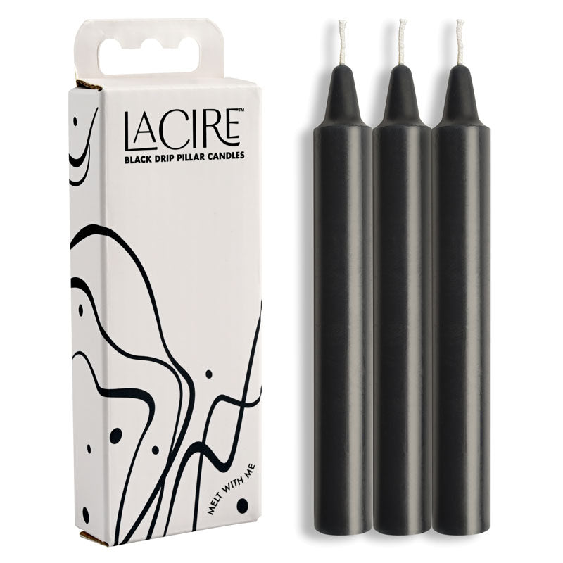 LaCire Drip Pillar Candles - Black - Black Drip Candles - Set of 3 - Naughty by Nature Adult Store