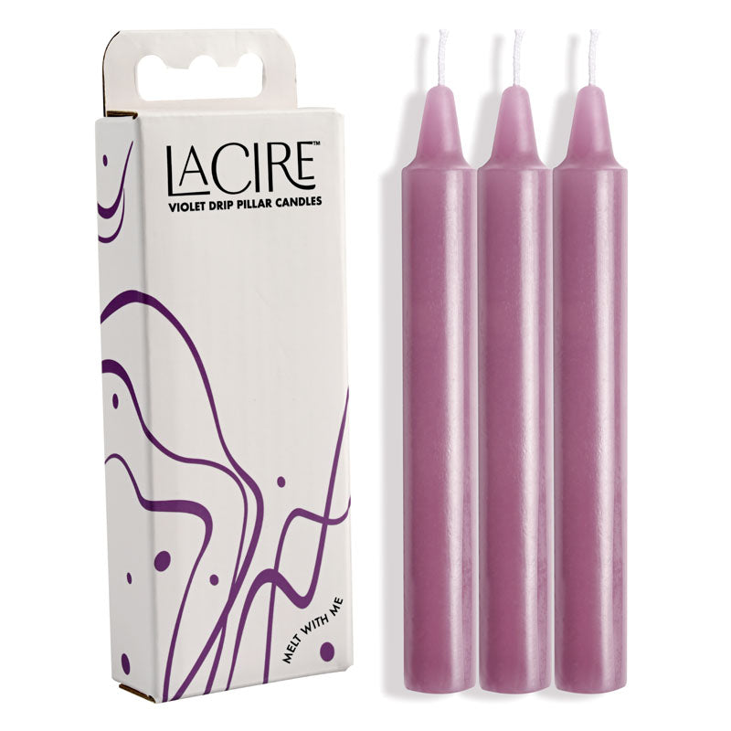 LaCire Drip Pillar Candles - Violet - Violet Drip Candles - Set of 3 - Naughty by Nature Adult Store