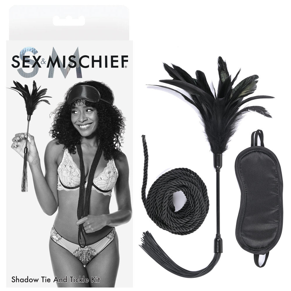 Sex & Mischief Shadow Tie and Tickle Kit - Black Beginners Bondage Kit - Naughty by Nature Adult Store