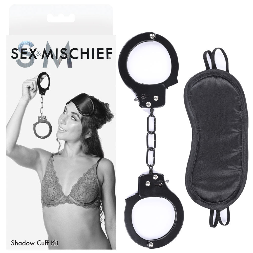 Sex & Mischief Shadow Cuff Kit - Black - 2 Piece Set - Naughty by Nature Adult Store