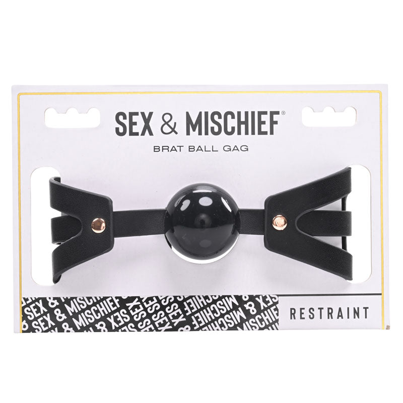 Sex & Mischief Brat Ball Gag - Black/Rose Gold Mouth Restraint - Naughty by Nature Adult Store