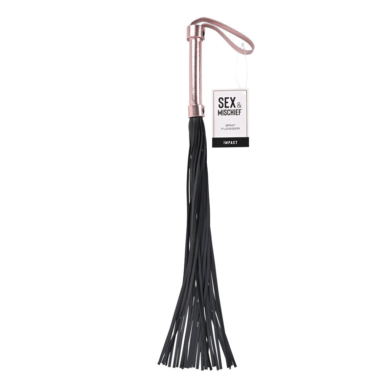 Sex & Mischief Brat Flogger - Rose Gold/Black Flogger - Naughty by Nature Adult Store