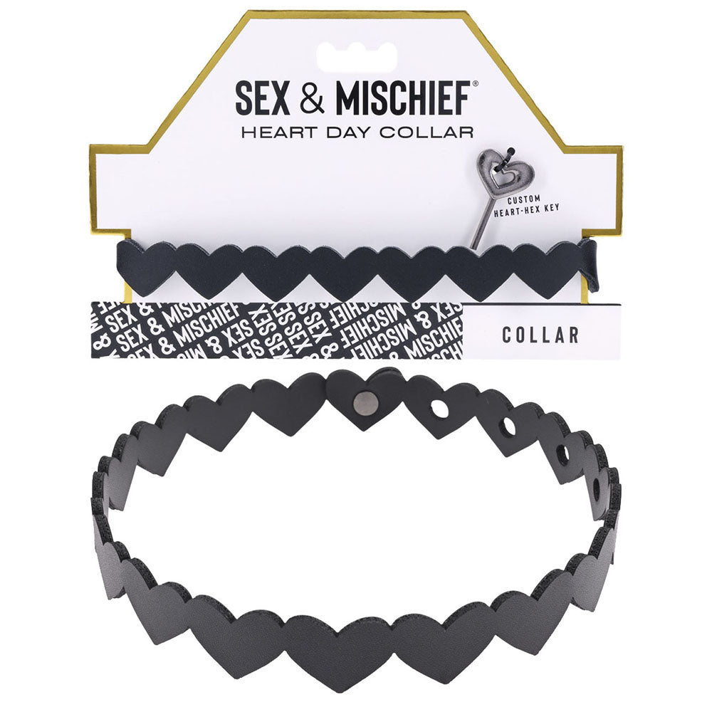 Sex & Mischief Heart Day Collar - Black Collar - Naughty by Nature Adult Store