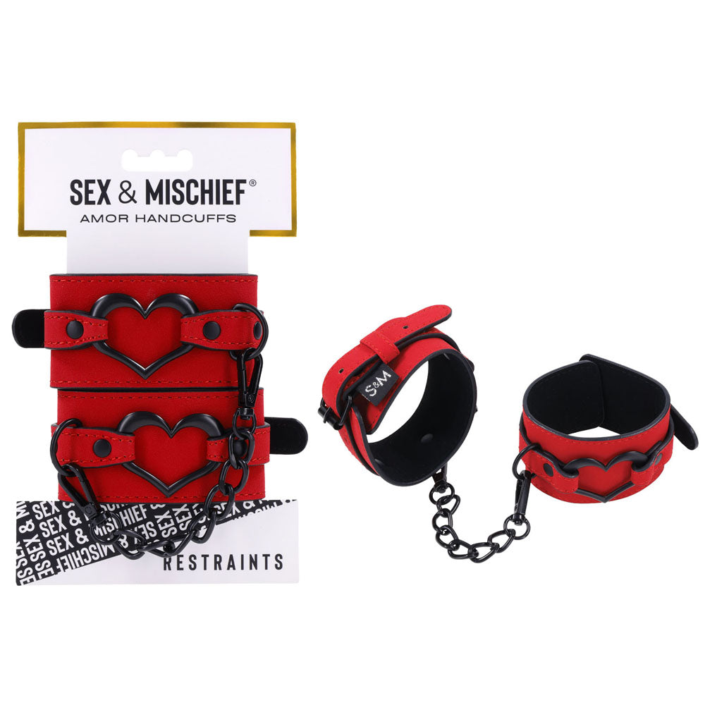 Sex & Mischief Amor Handcuffs - Red Restraints - Naughty by Nature Adult Store