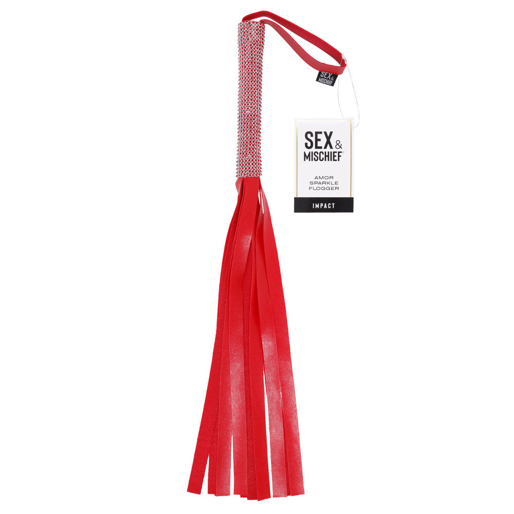 Sex & Mischief Amor Sparkle Flogger - Red 33 cm Flogger Whip - Naughty by Nature Adult Store
