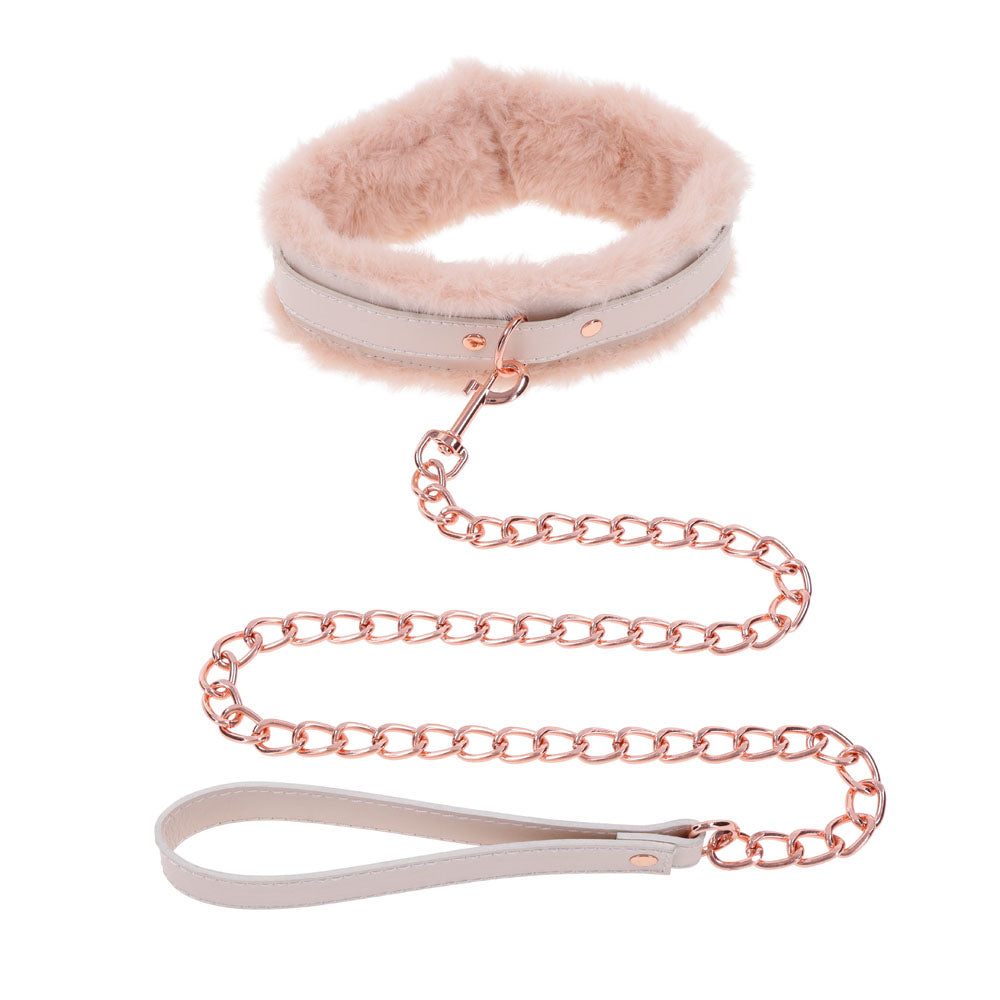Sex & Mischief Peaches n CreaMe Fur Collar & Leash - Peach - Naughty by Nature Adult Store