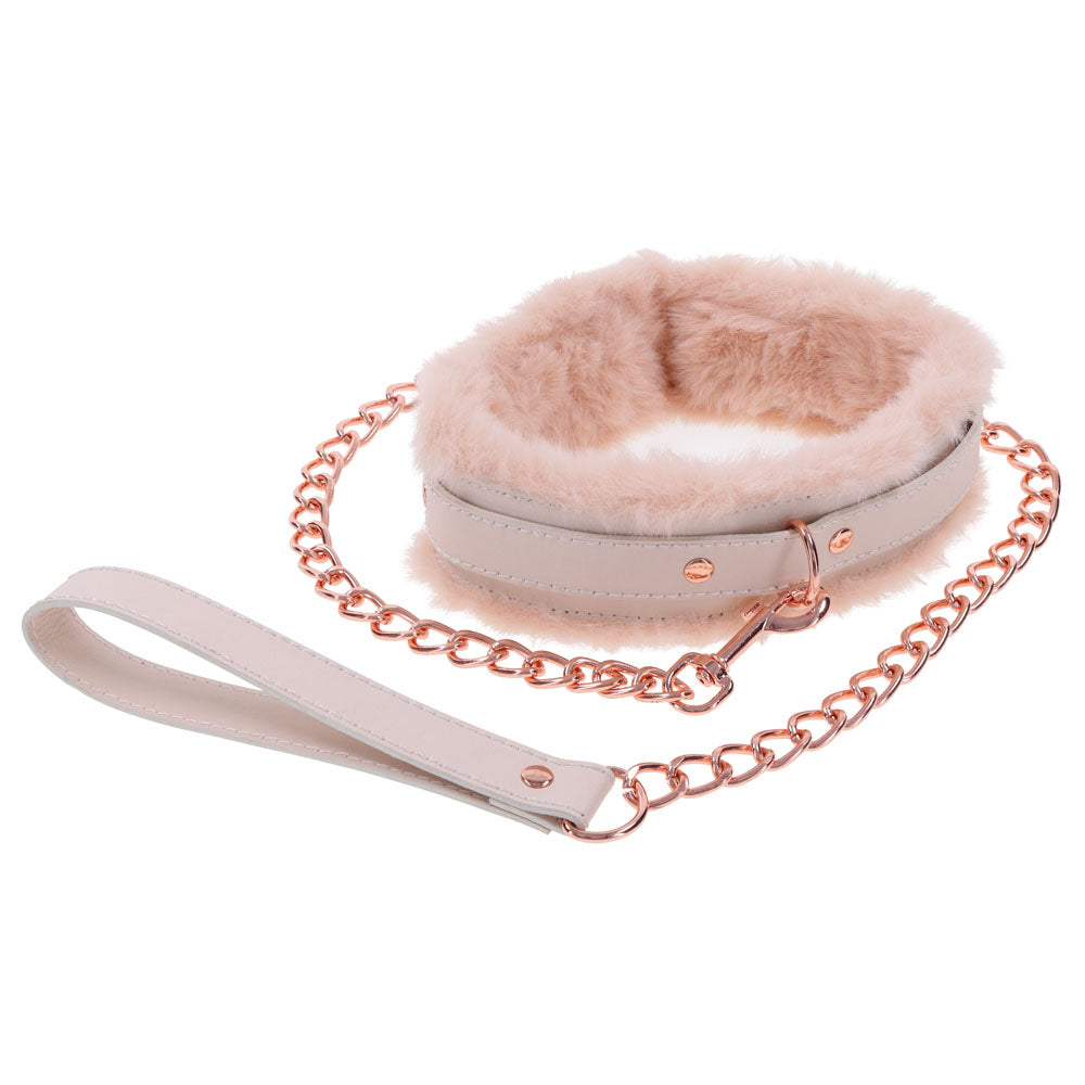 Sex & Mischief Peaches n CreaMe Fur Collar & Leash - Peach - Naughty by Nature Adult Store