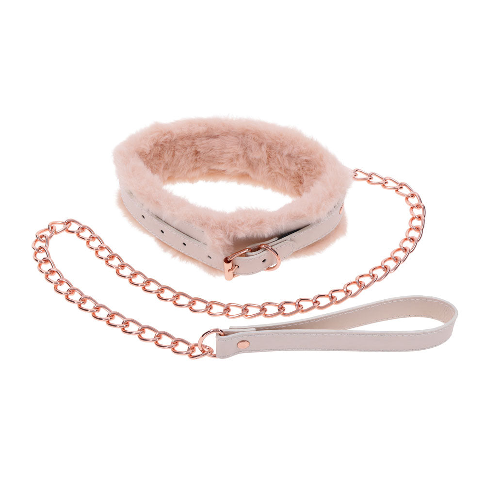 Sex & Mischief Peaches n CreaMe Fur Collar & Leash - Peach - Naughty by Nature Adult Store