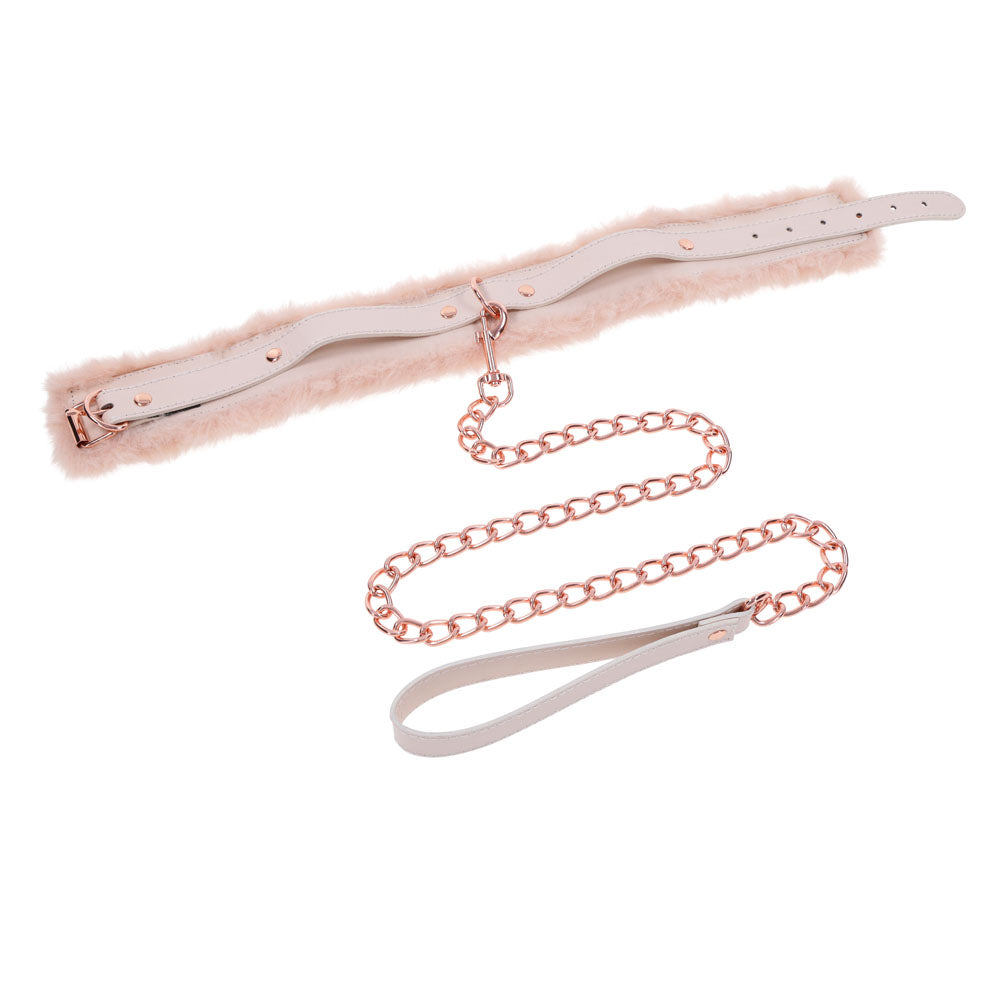 Sex & Mischief Peaches n CreaMe Fur Collar & Leash - Peach - Naughty by Nature Adult Store