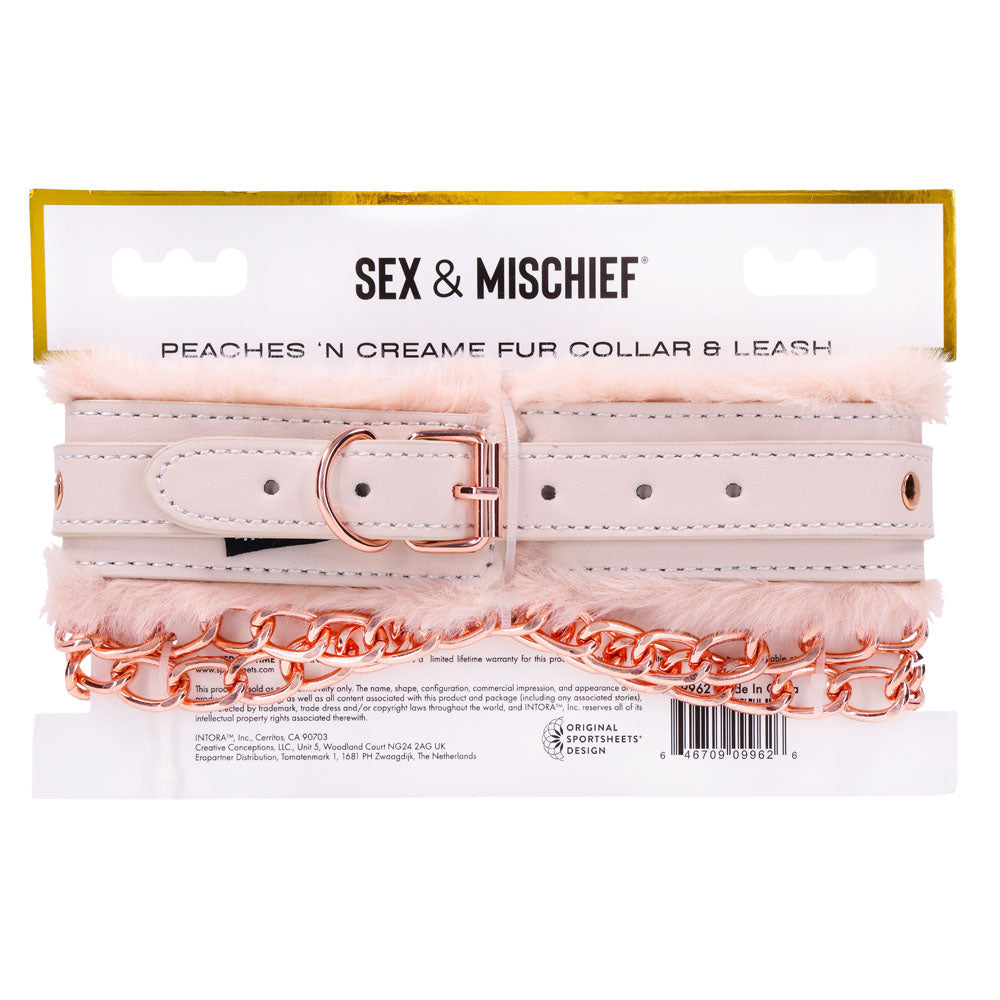 Sex & Mischief Peaches n CreaMe Fur Collar & Leash - Peach - Naughty by Nature Adult Store